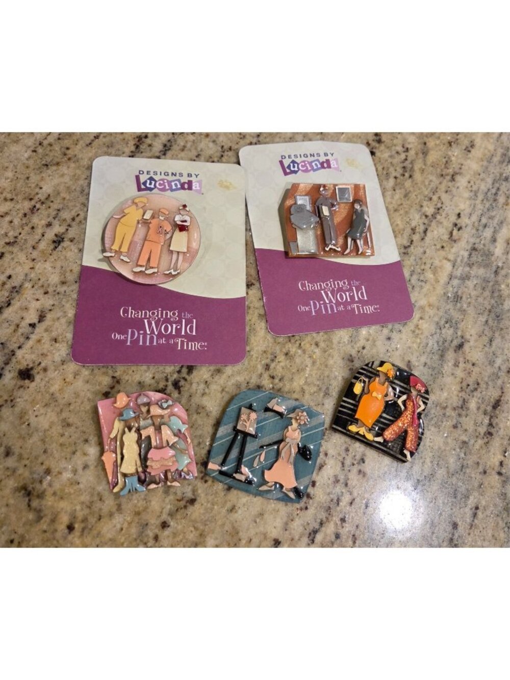 Vintage Lucinda Pin Brooch Lot of 5 Nurse Doctor Hospital Medical Artist Fashion